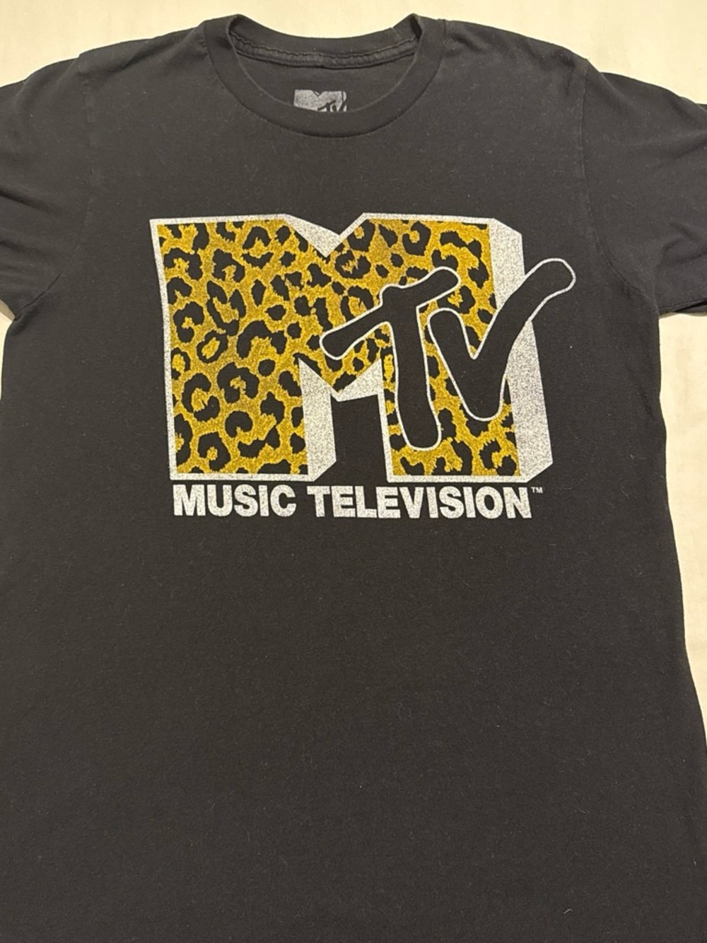 MTV Leopard Fill Logo Tee - Black & Gold